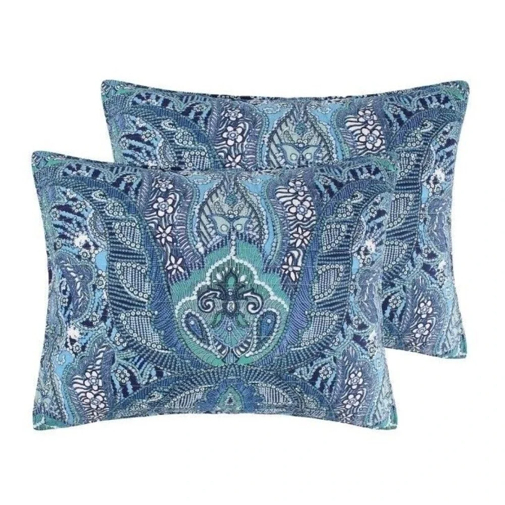 Levtex Twin 2 Peice Bellamy Teal Quilt Set Reversible Blue/Teal/White Print NEW